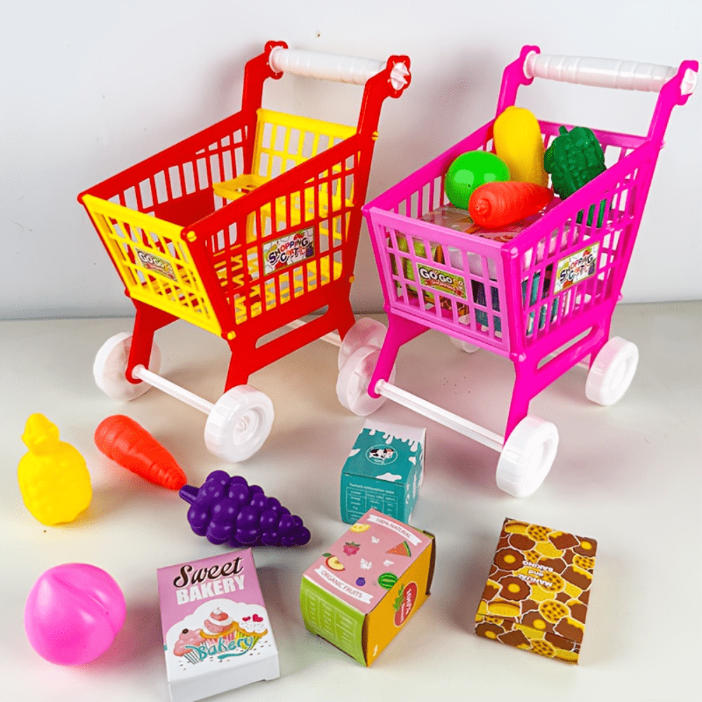 Toy Cash Register - Carrinhos de Compras Simulados para Crianças,